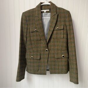 Veronica Beard Hamlin Dickey Wool Jacket Size 2 Green Plaid